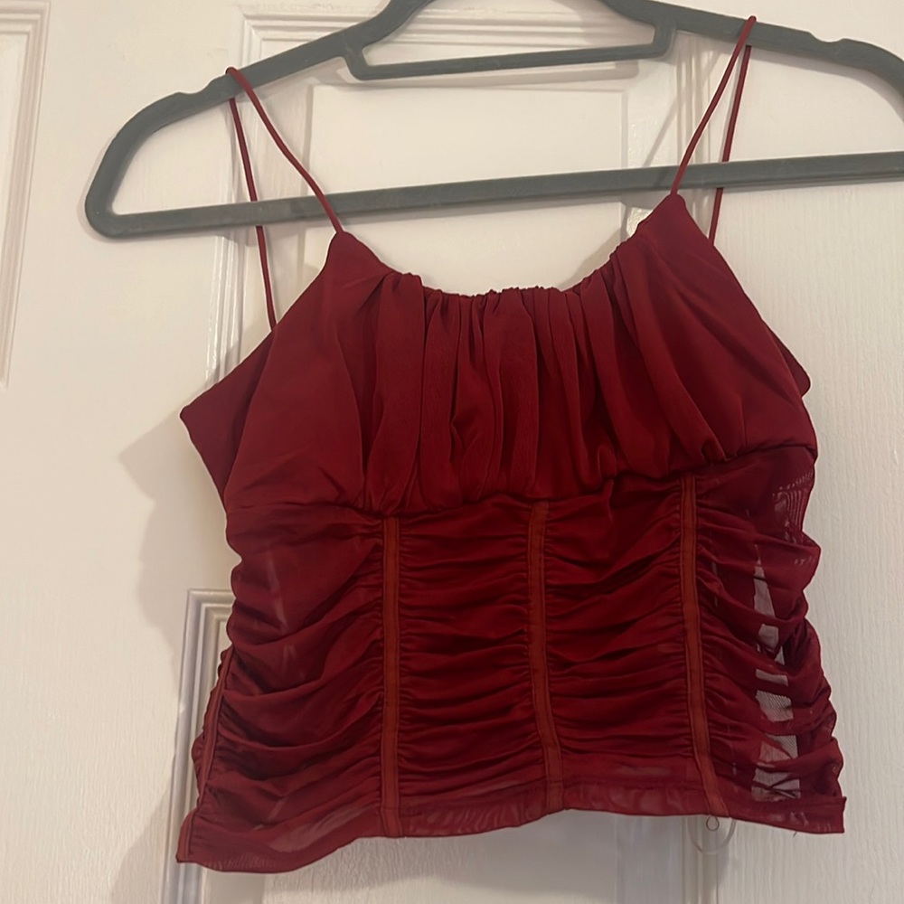 Princess Polly ruched red cropped top